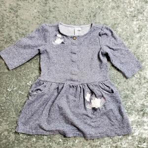 Janie & Jack Gray Dress W/ Embroidered Flowers